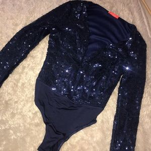 Navy Sequin Top